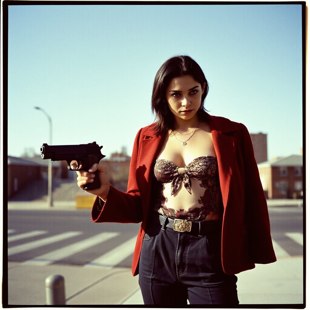 Striking Portrait of Bronx Girl with Toy Gun