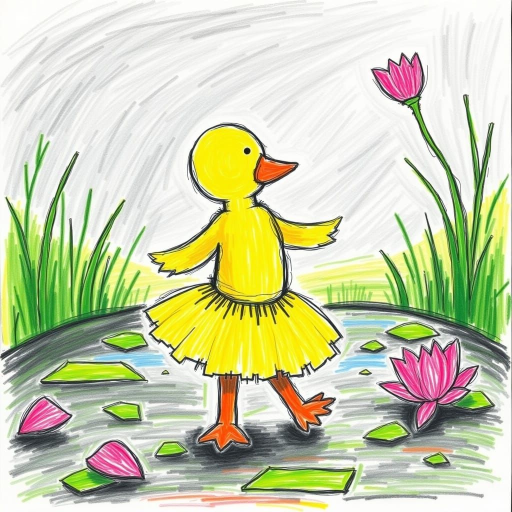 Duckling's Ballet: A Whimsical Dance on the Pond