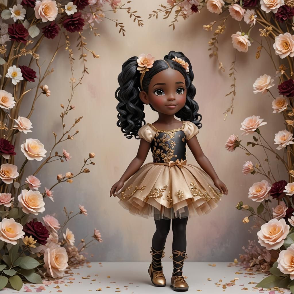 Joyful Girl in Tutu with Pastel Flowers