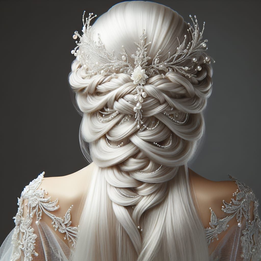 Majestic Braided Hairstyle with Silver and Pearls