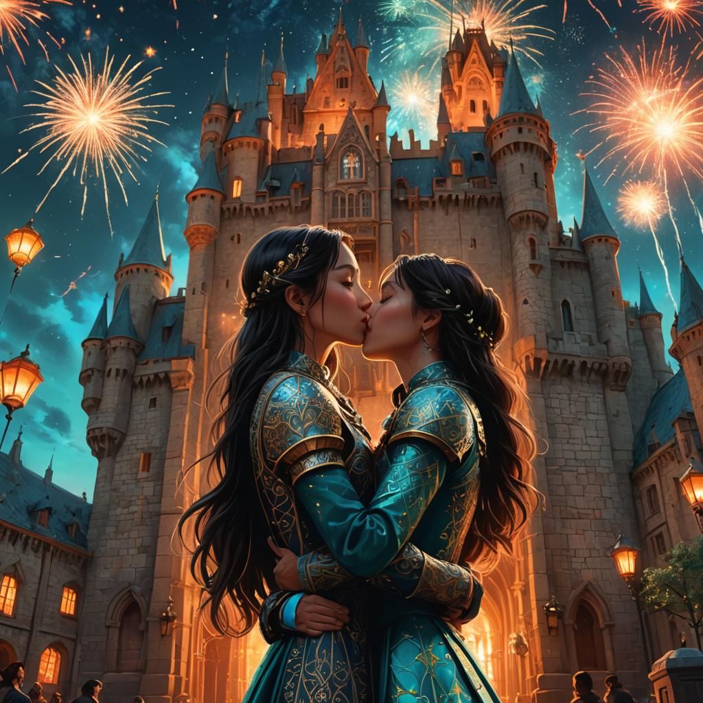 Fantasy Kiss in New York City, Matte Painting