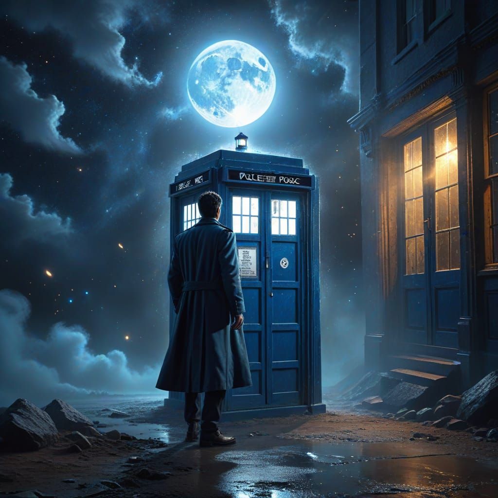 Blue Box in Space: A Cinematic Digital Painting