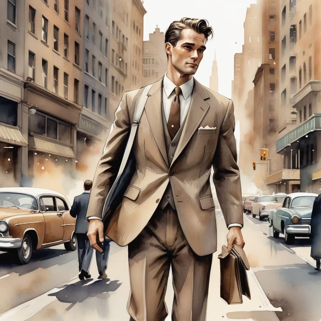 Elegant Businessman in 50's Storybook Style