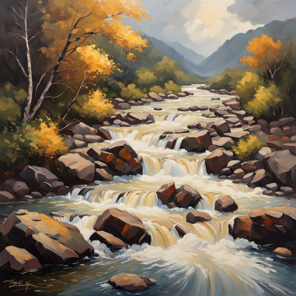 Majestic Sambatyon River Oil Painting