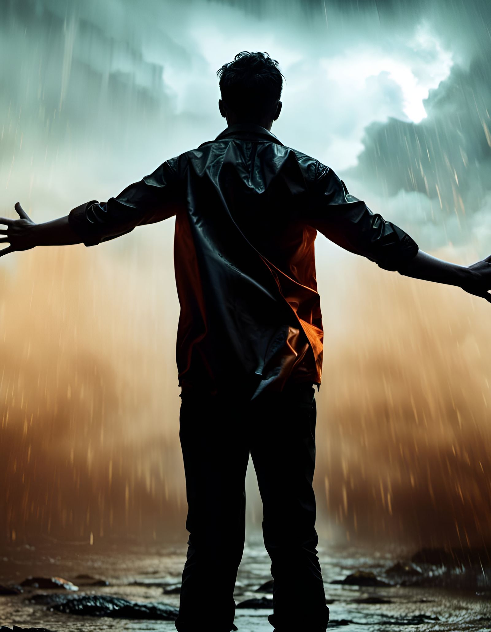 Noir Movie Poster: Man Screaming in the Rain