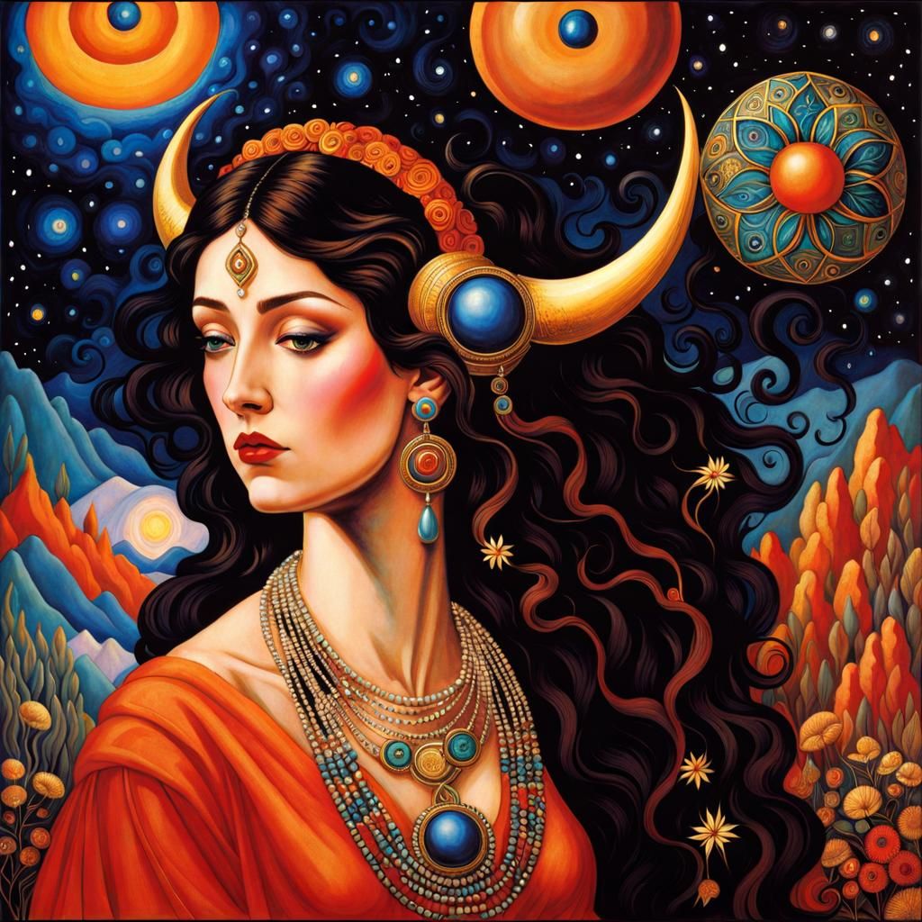 Cosmic Taurus Goddess: Psychedelic Bohemian Surrealism