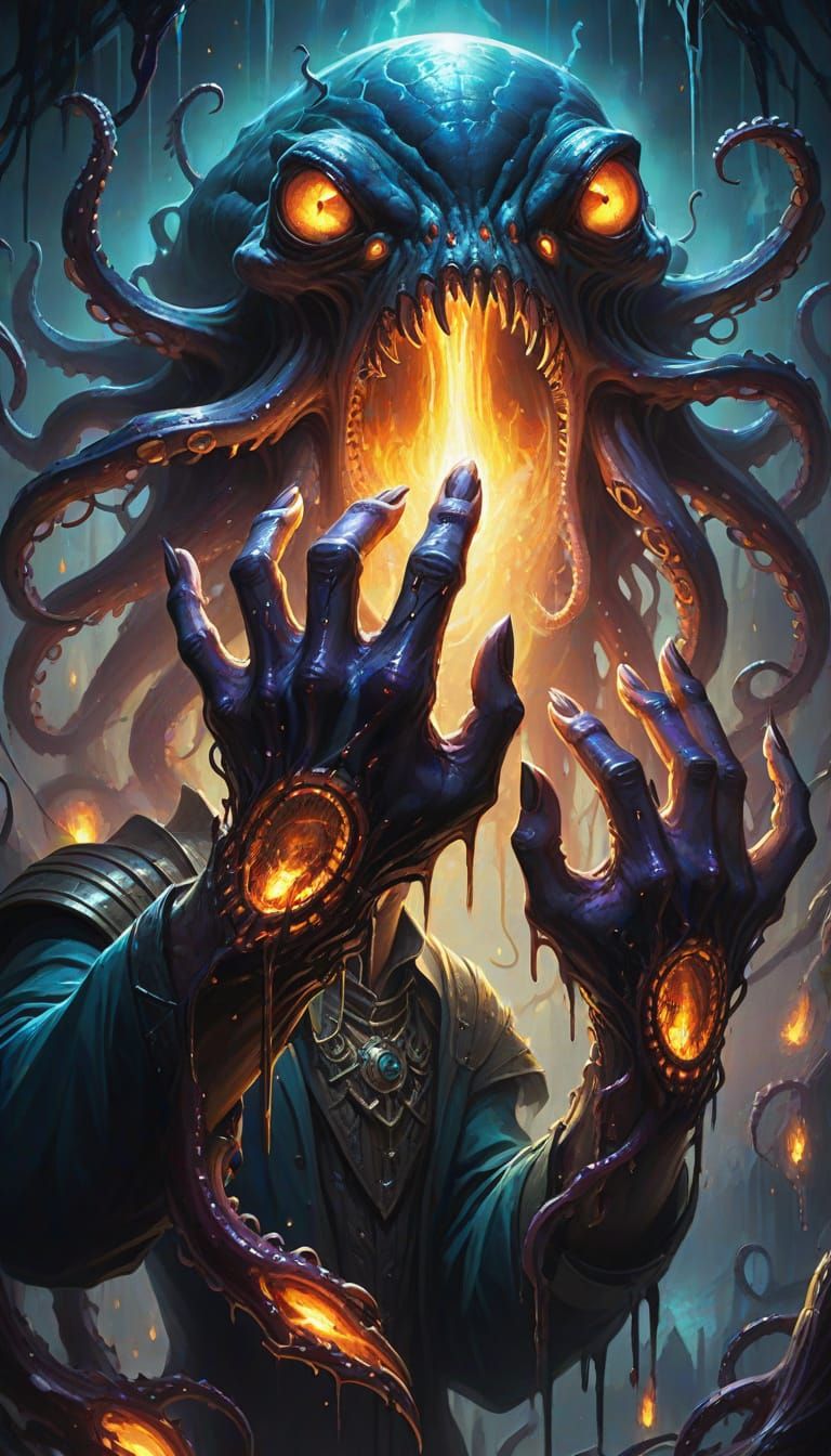 Cosmic Entity Ruling Universe in Epic Dark Fantasy Oil Paint...