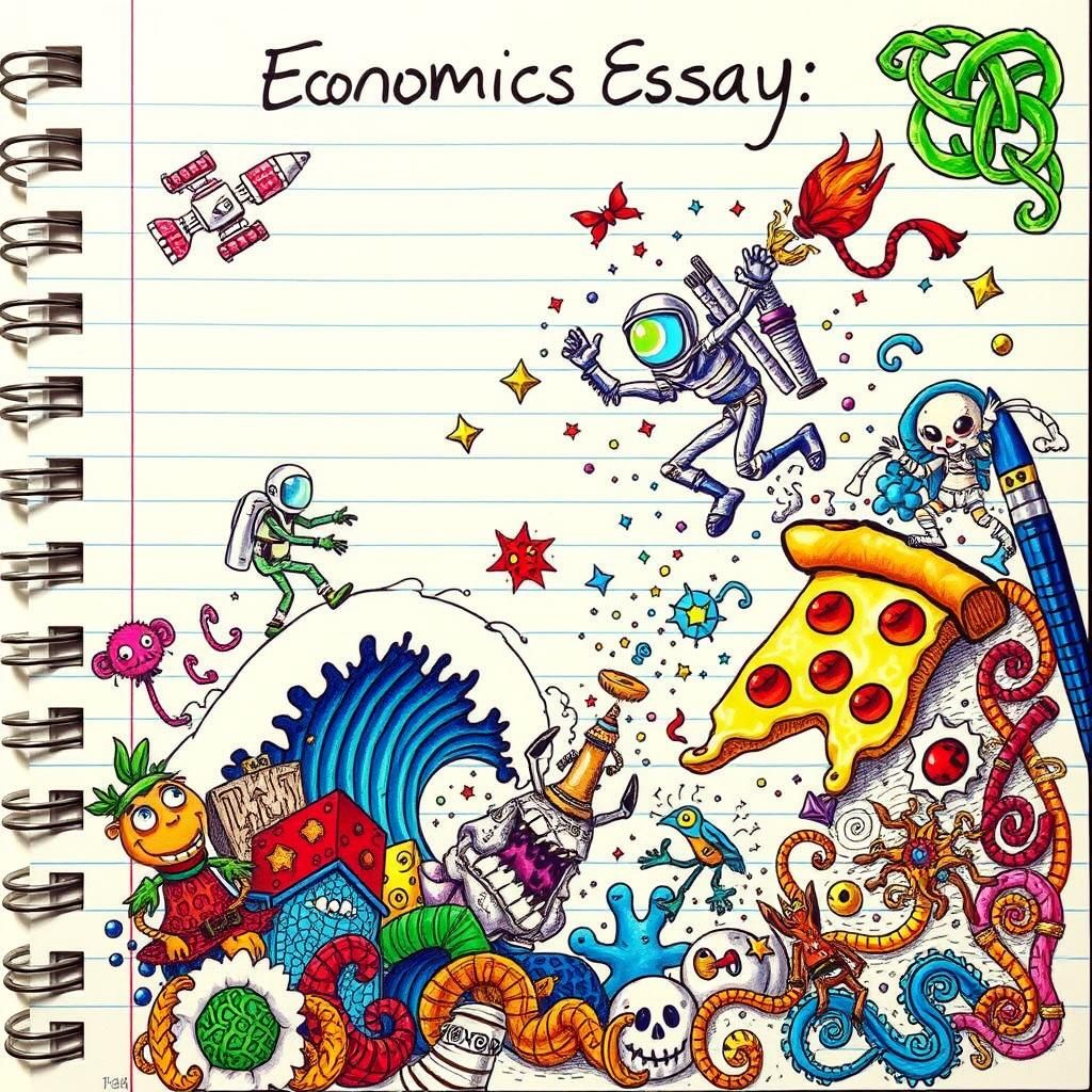 Whimsical Doodles on Notebook Paper in Fantasy Style