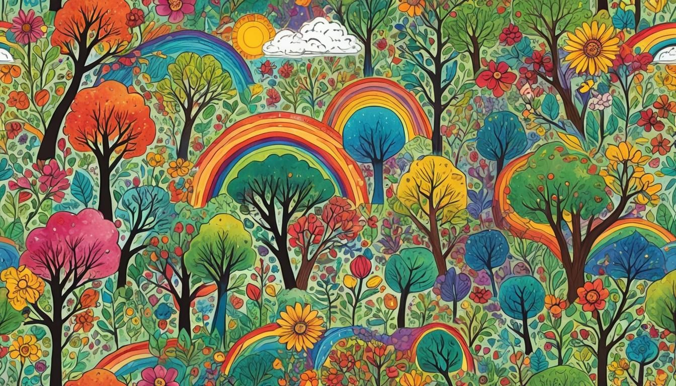 Rainbow Adventure: A Kid's Abstract Drawing