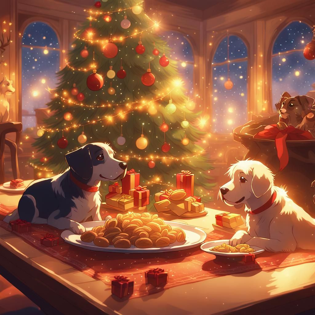 Anime Dogs Steal Santa's Christmas Feast