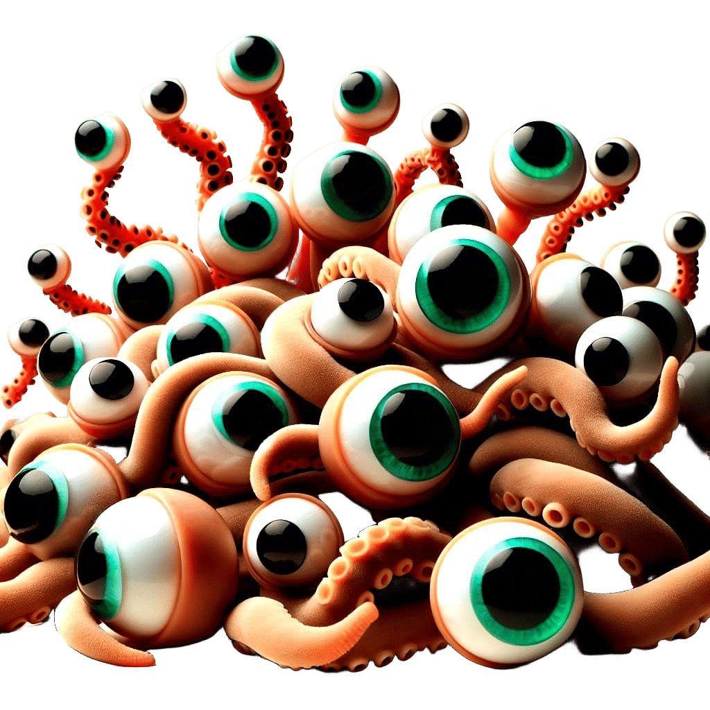 Surreal Tentacles Enveloping Googly Eyes