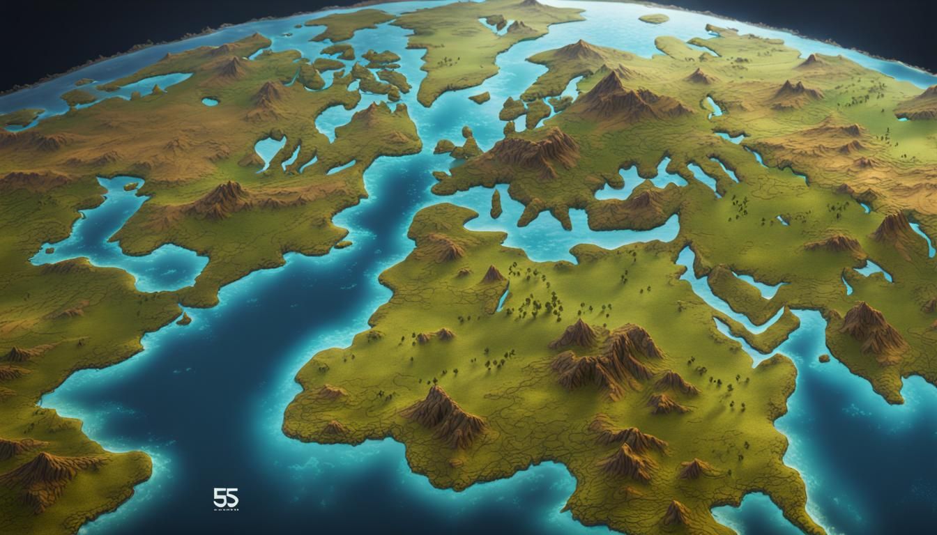 Detailed Pangea Supercontinent Map in Deep Color