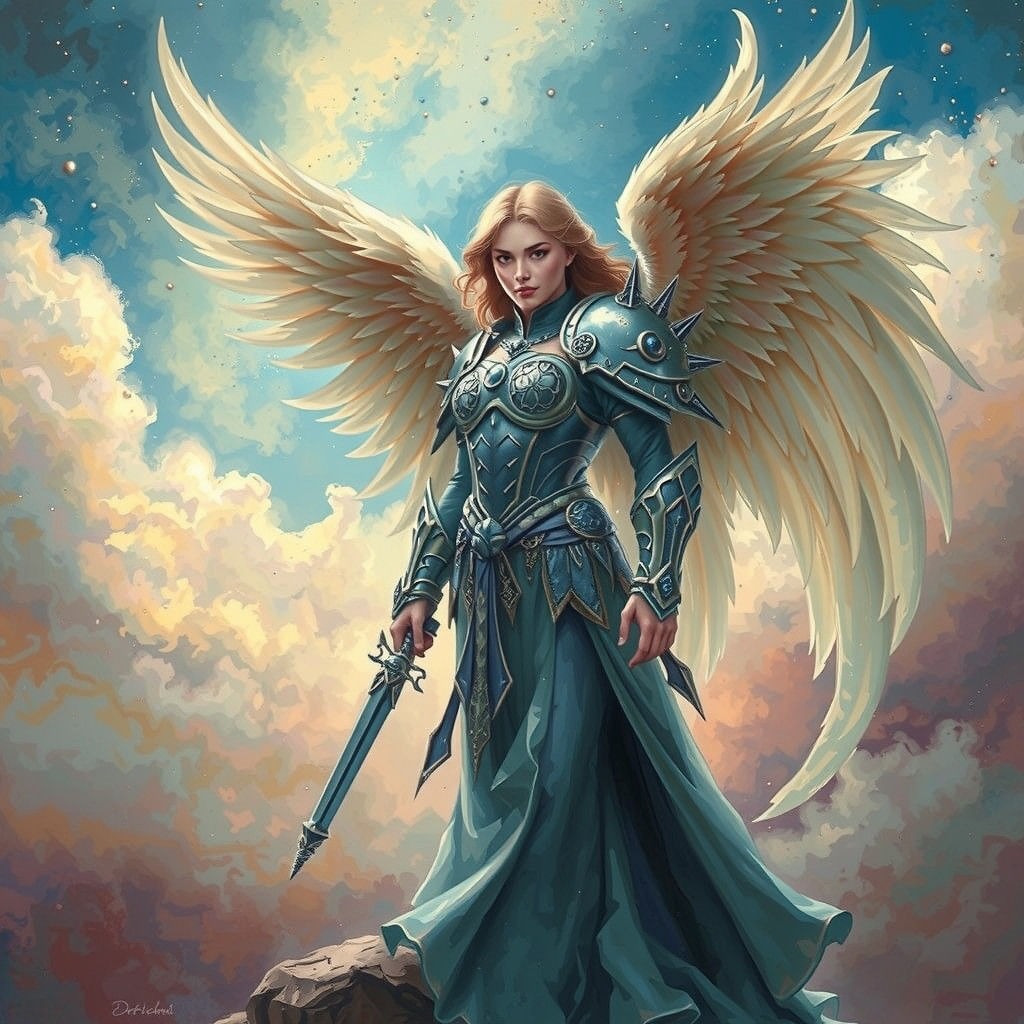 Ethereal Warrior Angel in Impressionistic Surrealism