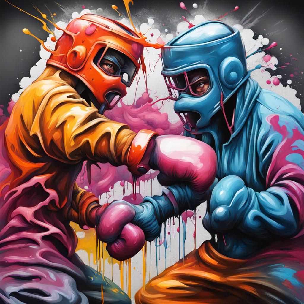 Graffiti Fight Scene in Splash Art Style