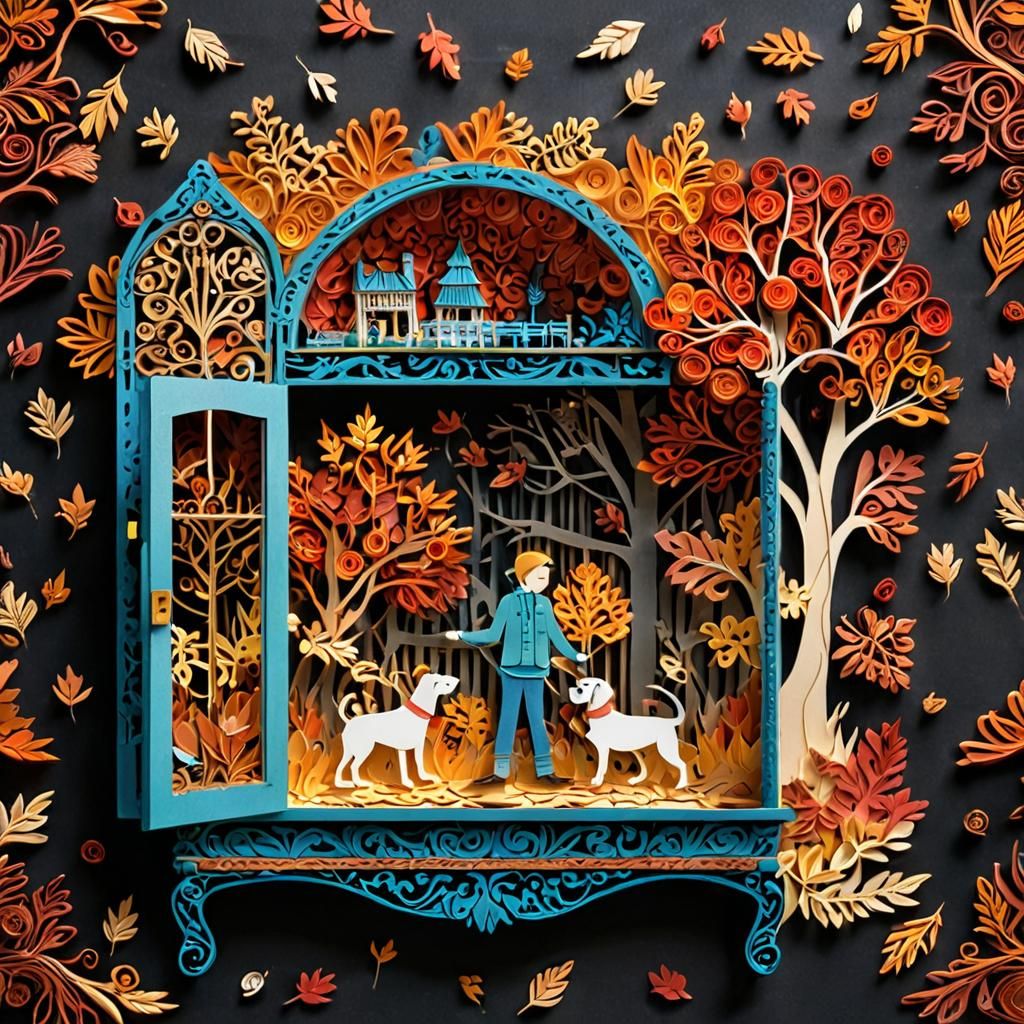 Autumn Scene Emerges from Wardrobe: Papercut Style