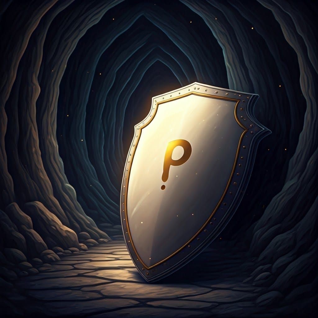 Ethereal Fantasy Shield Illuminates Dark Cave