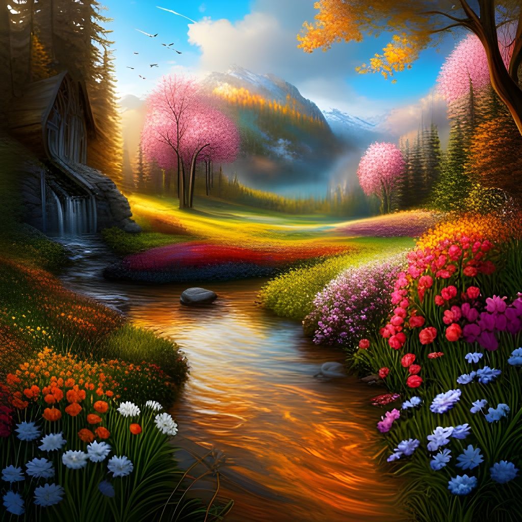 Four Seasons Represented in Digital Matte Painting