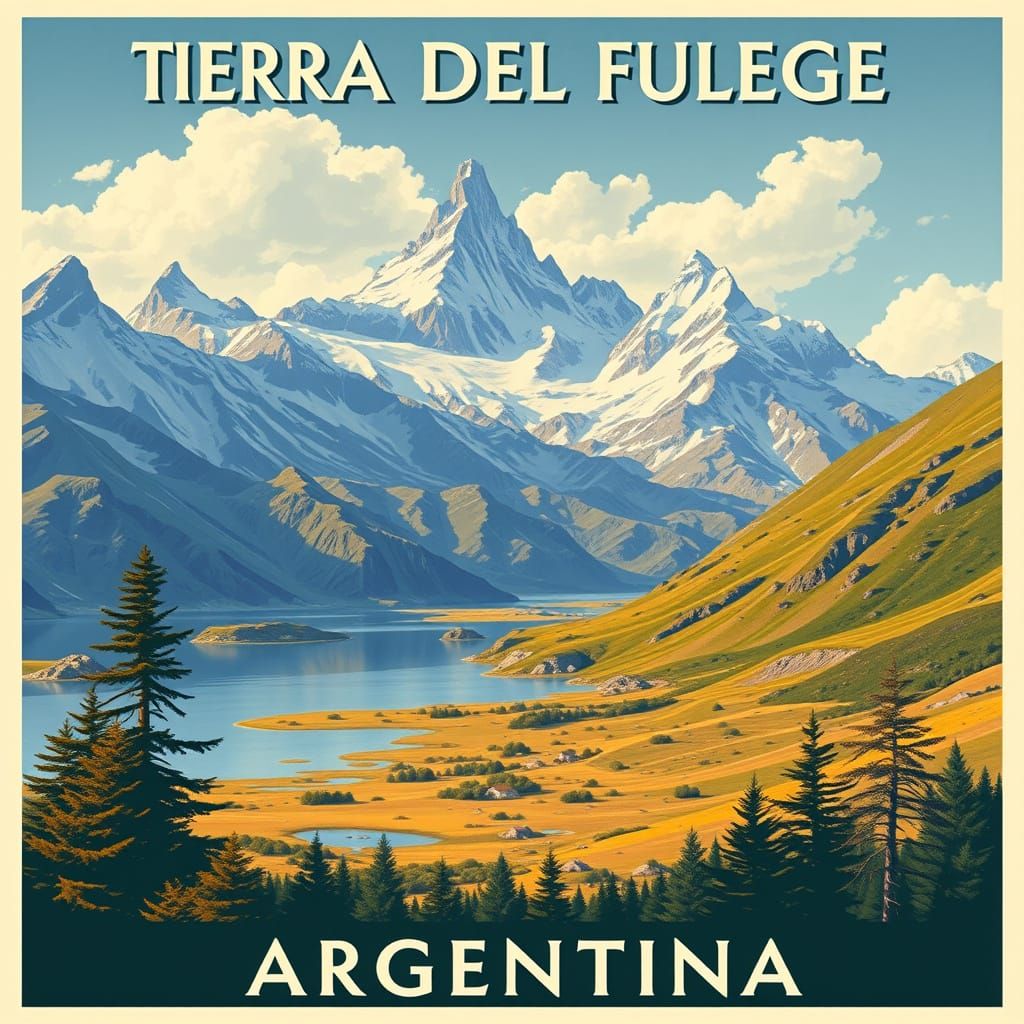 Tierra del Fuego: A Vintage 1940s Travel Poster