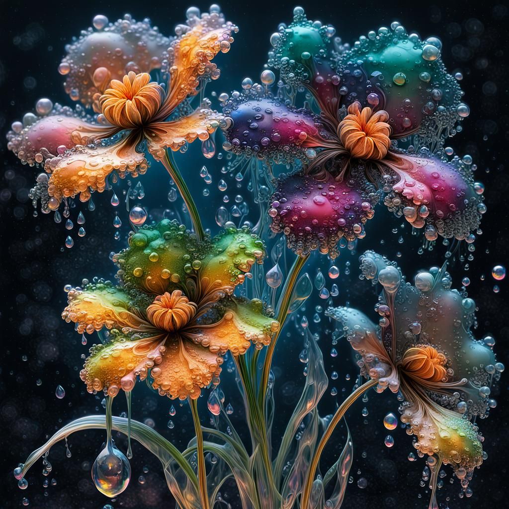 Dew-Kissed Flowers in Dreamy Surrealism