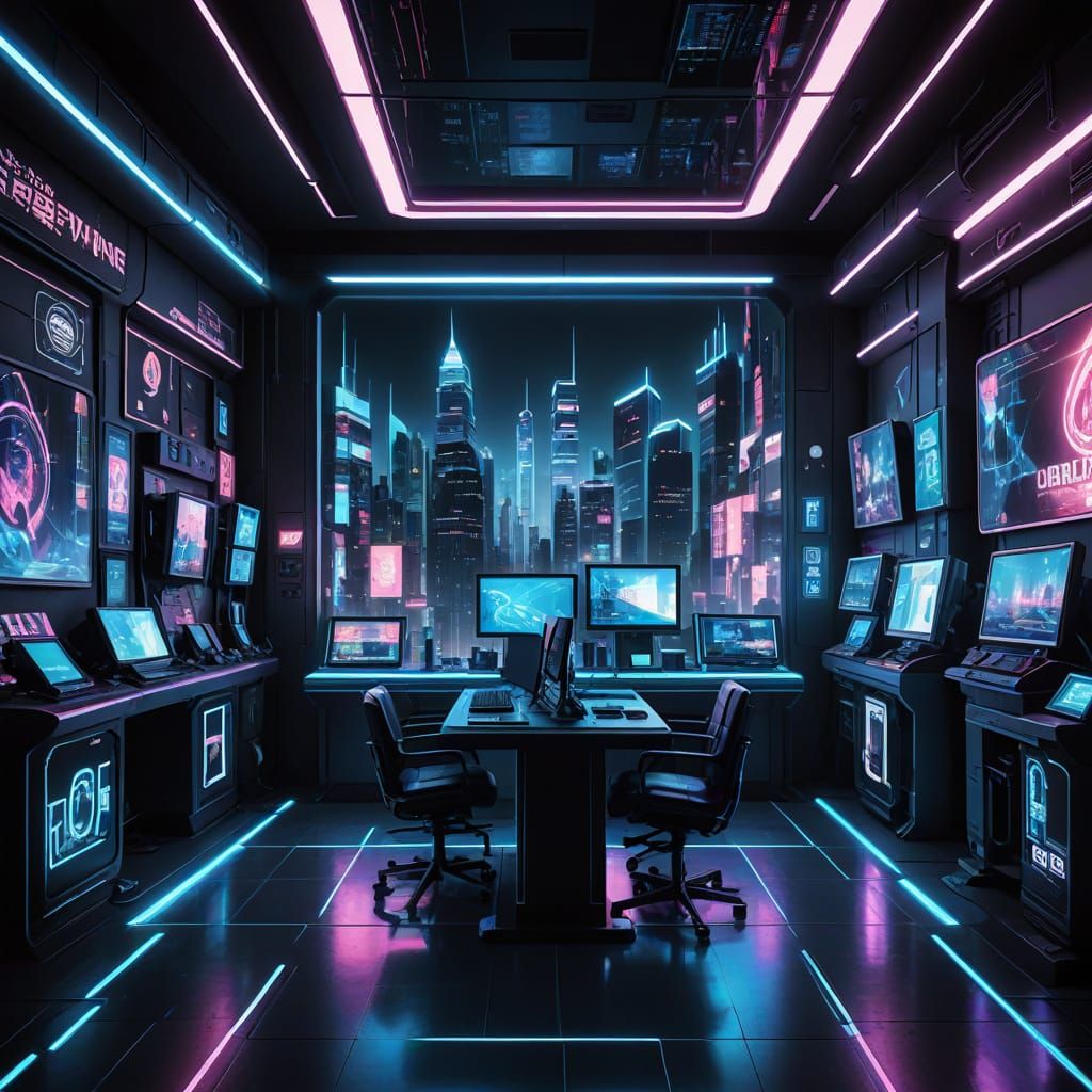 Neon Cityscape Smart Room