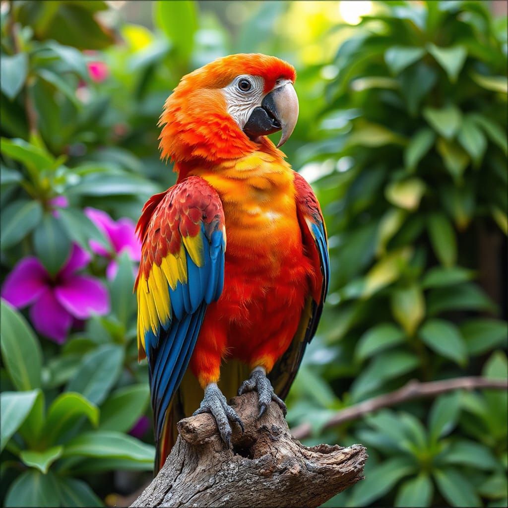 Vibrant Parrot Portrait in Risograph Style