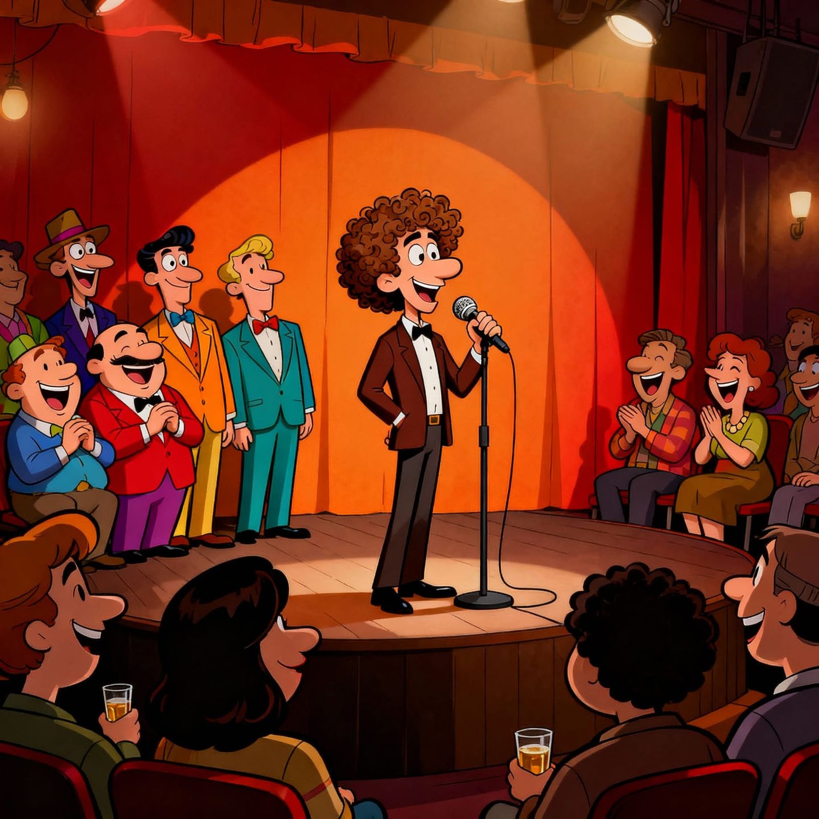 Cartoon Comedy Club Open Mic Night Scene