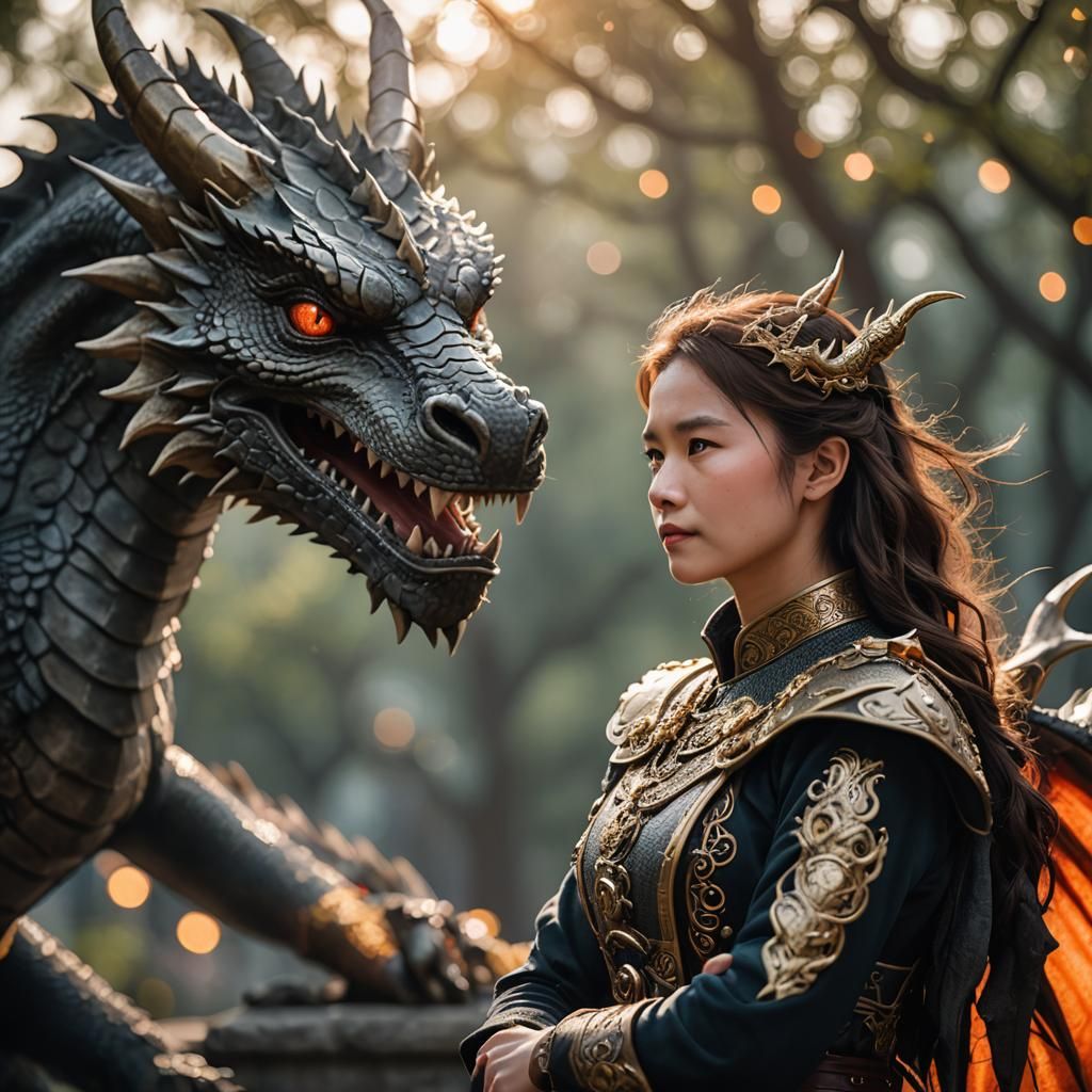 Woman with Dragon: Professional Photography Style