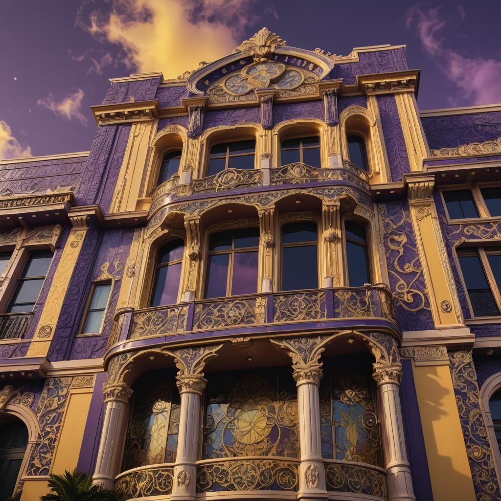 Miami Art Deco House in Dark Fantasy Style