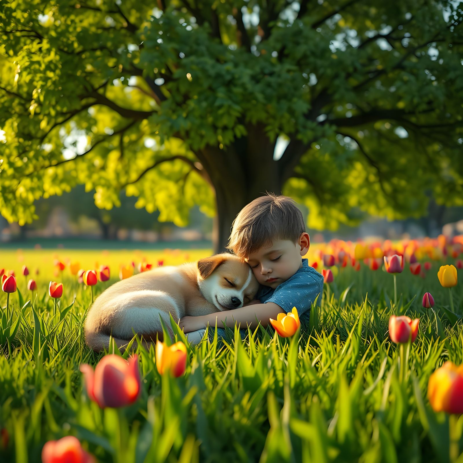 Peaceful Slumber in a Vibrant Fantasy Landscape