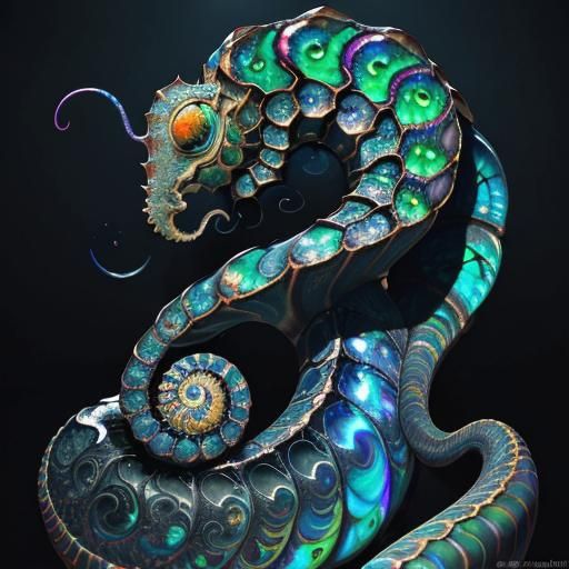 Surreal Caterpillar Ammonite on Opal Fossil