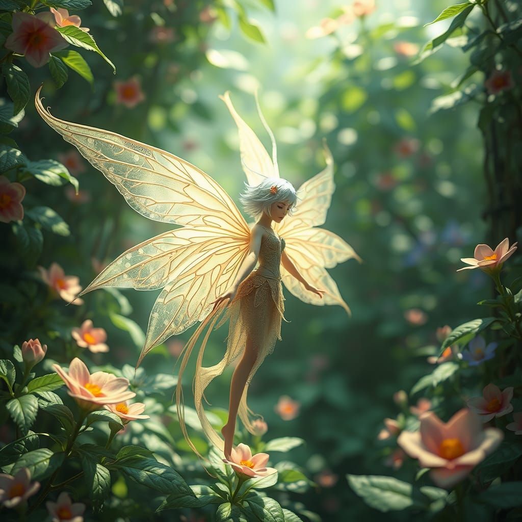 Whimsical Faerie in Lush Fantasy Realm