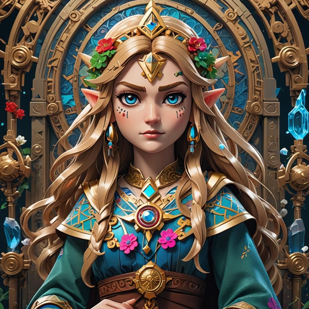 Lego Zelda Tarot Card Portrait in Artgerm Style
