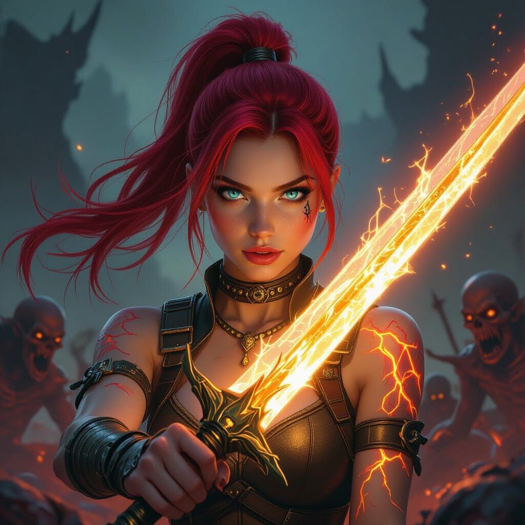 Radiant Sword Maiden on Ominous Battlefield