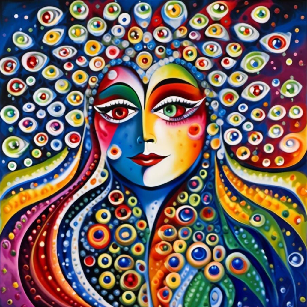 Surreal Moon Face Painted in Chagall Style