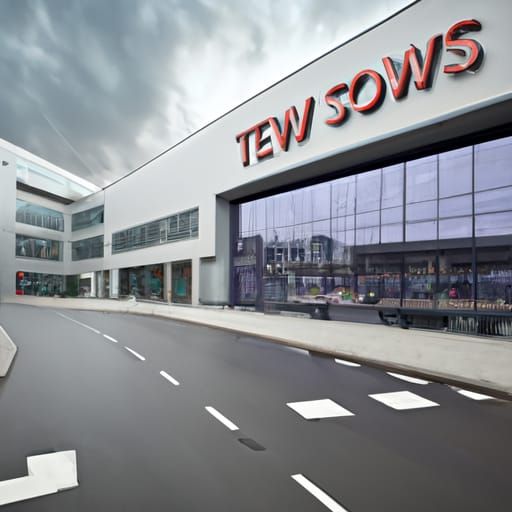 Modern Television Studio Building in a Bustling Urban Landsc...