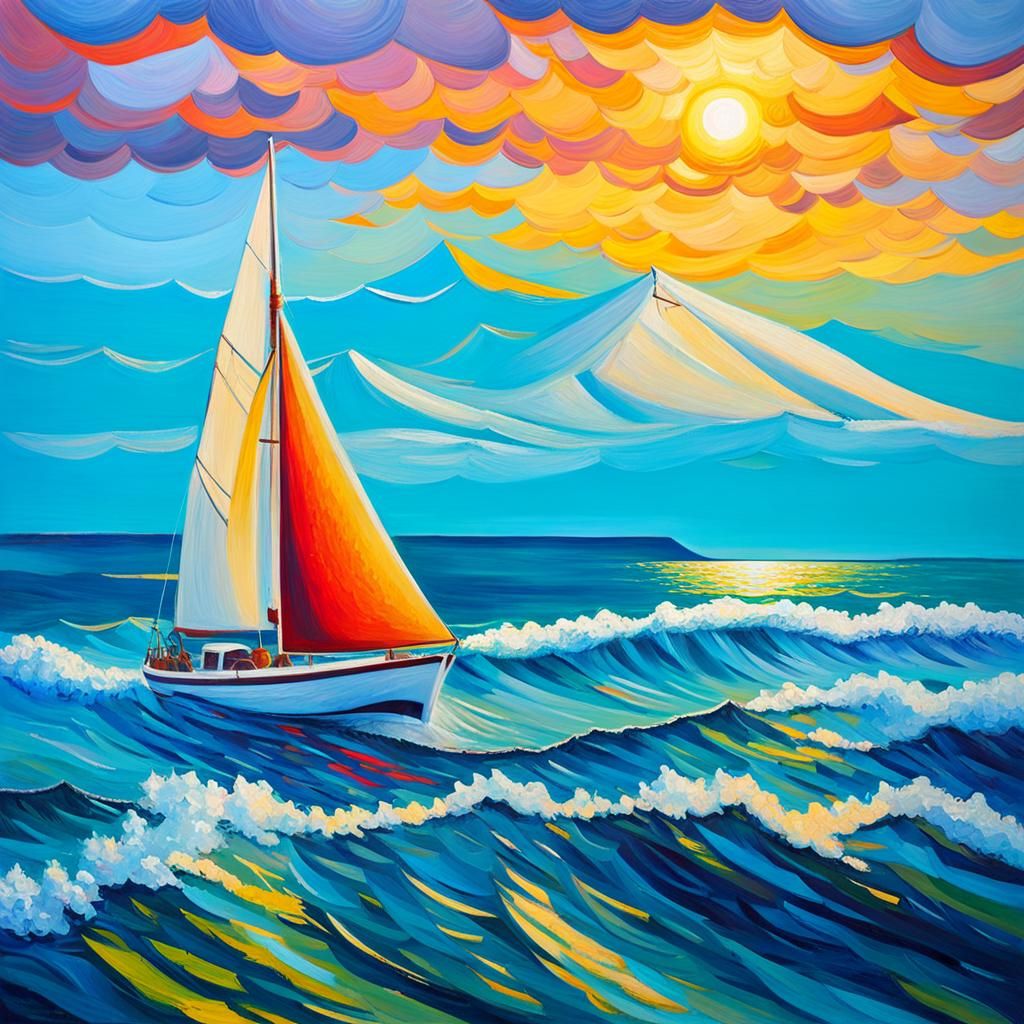 White Cliffs of Dover: Neo-Impressionist Sunrise Painting