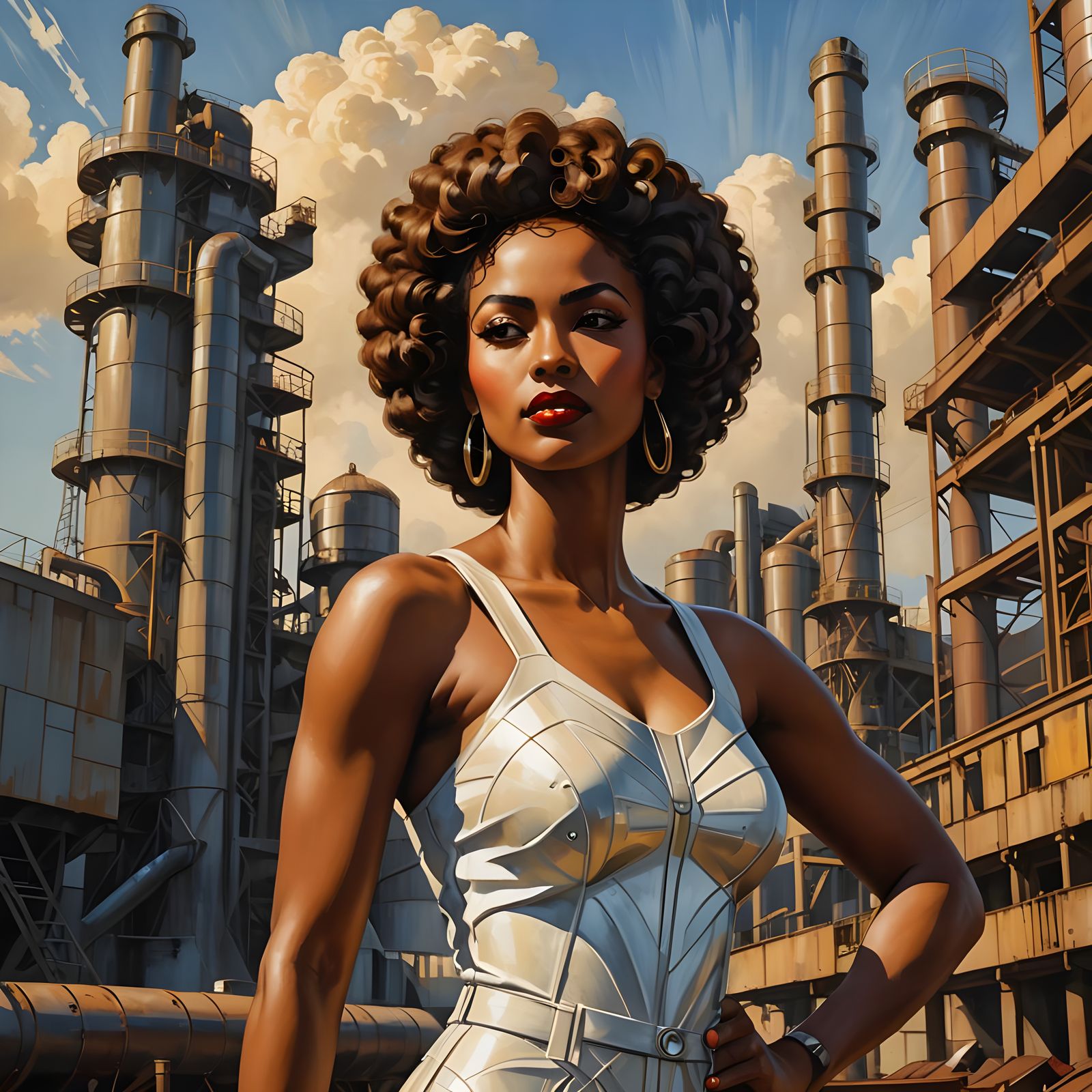 Brutalist Art Deco Image of Ethiopian Woman