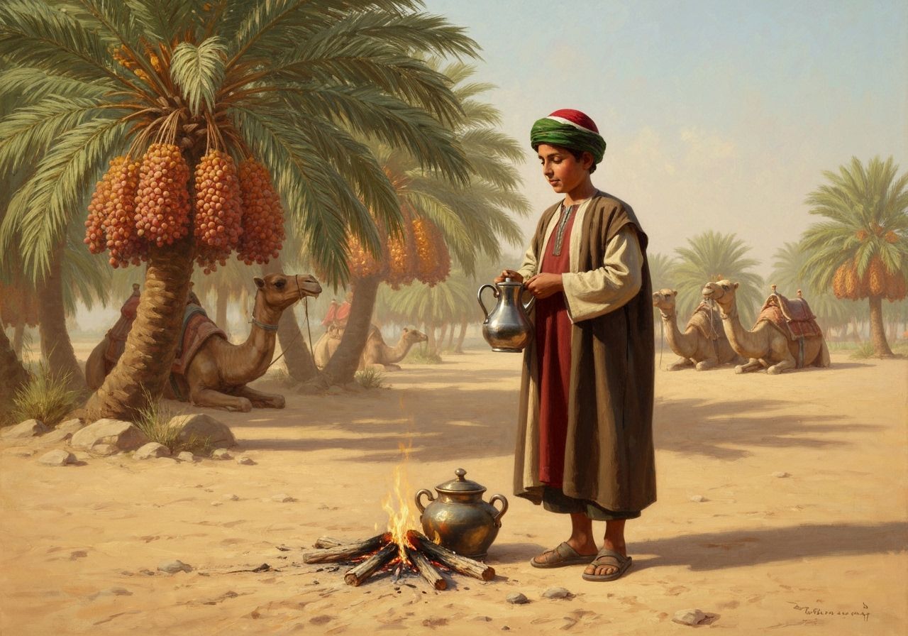 Young Boy Prepares Bedouin Tea in Desert Oasis