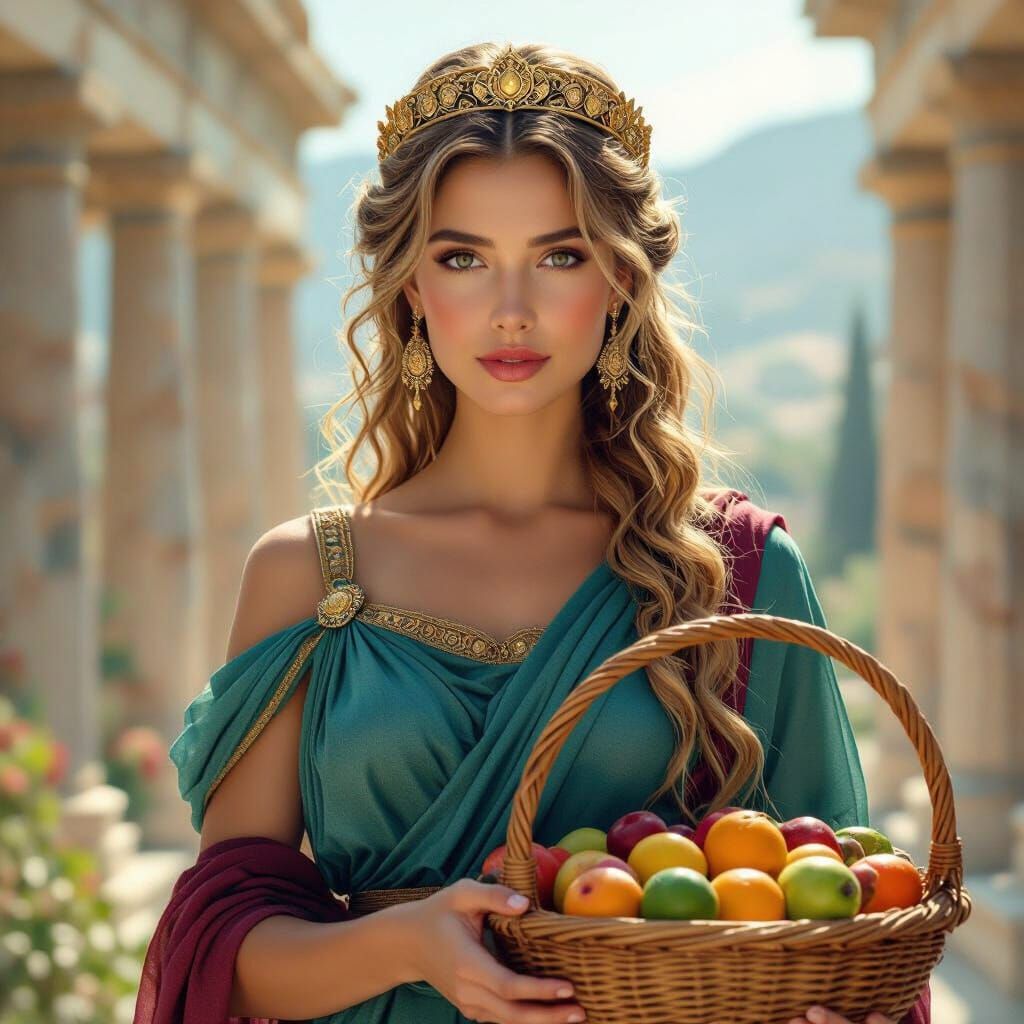 Eukarpia: Greek Goddess of Fertility in Splash Art