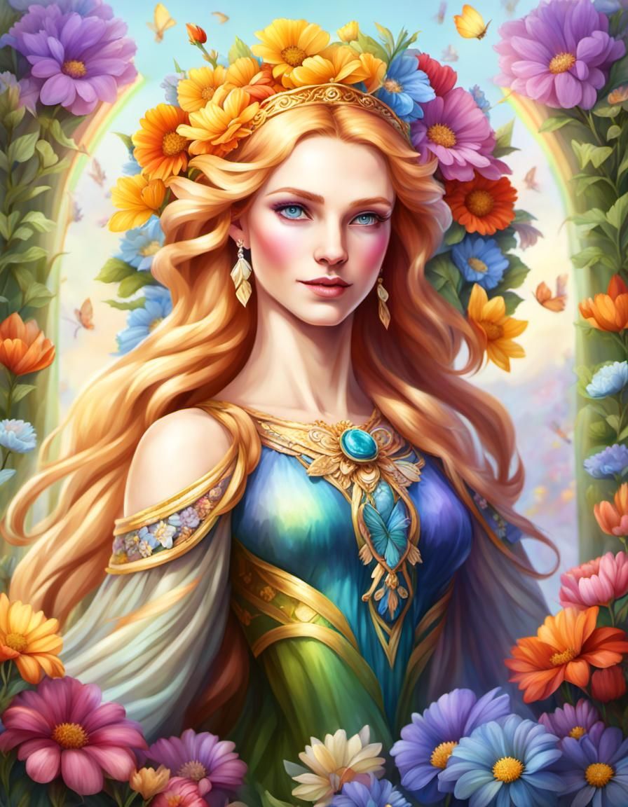 Rainbow Fairy Goddess Queen Portrait