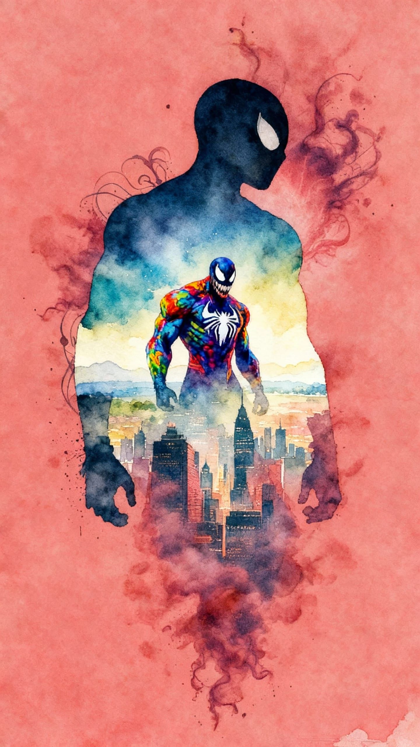 Spider-Man Double Exposure with Venom Landscape