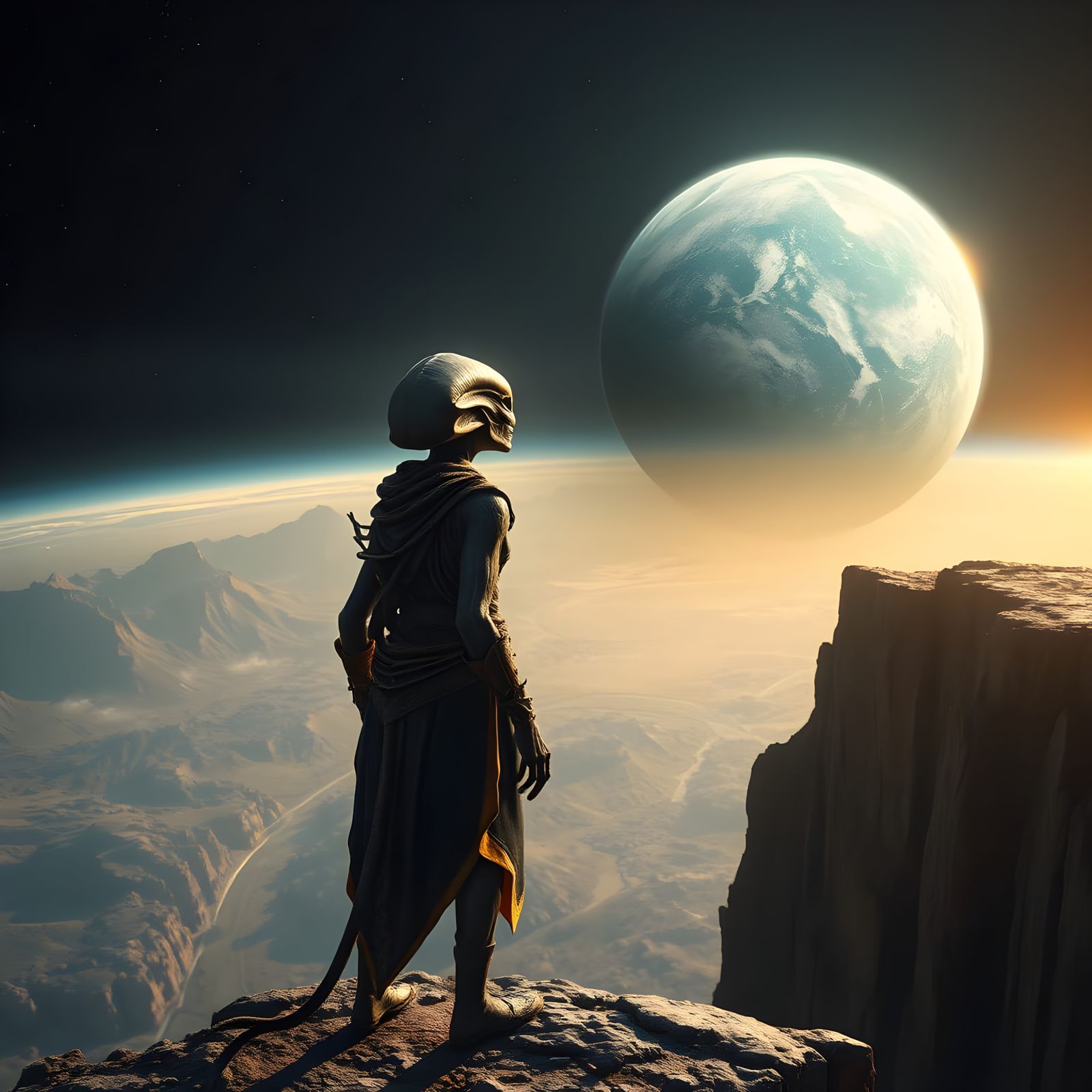 Alien in Awe of Earth: Digital Matte Painting