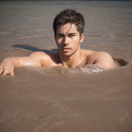 Man Sinking in Quicksand: Professional Photography