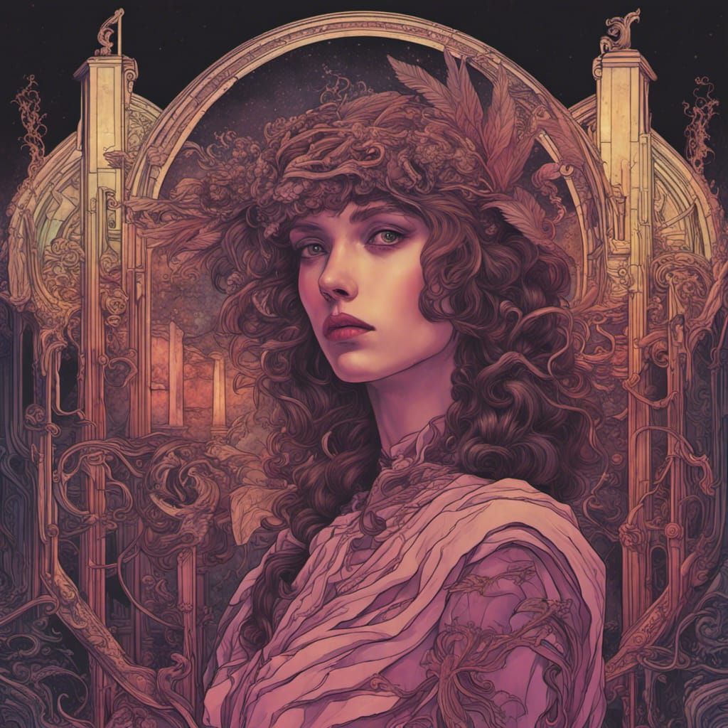 Fantastical Dystopian Aetherpunk Scene in Romanesque Style