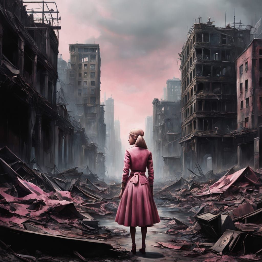 Ethereal Hyperrealism in Post-Apocalyptic Barbie Portrait