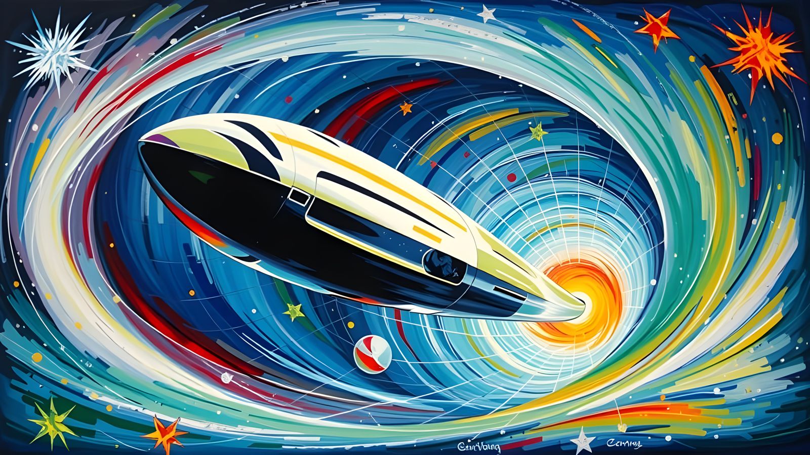 Vibrant Cosmic Vortex in Painterly Oil Style