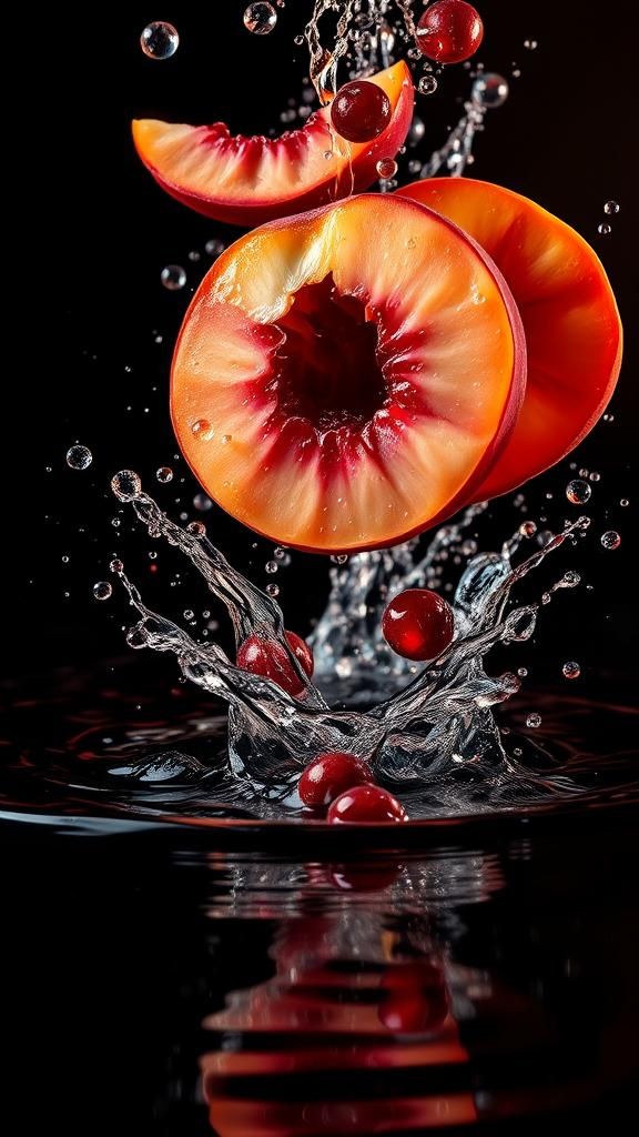 Peaches Splashing in Pomegranate Juice, Baroque Realism