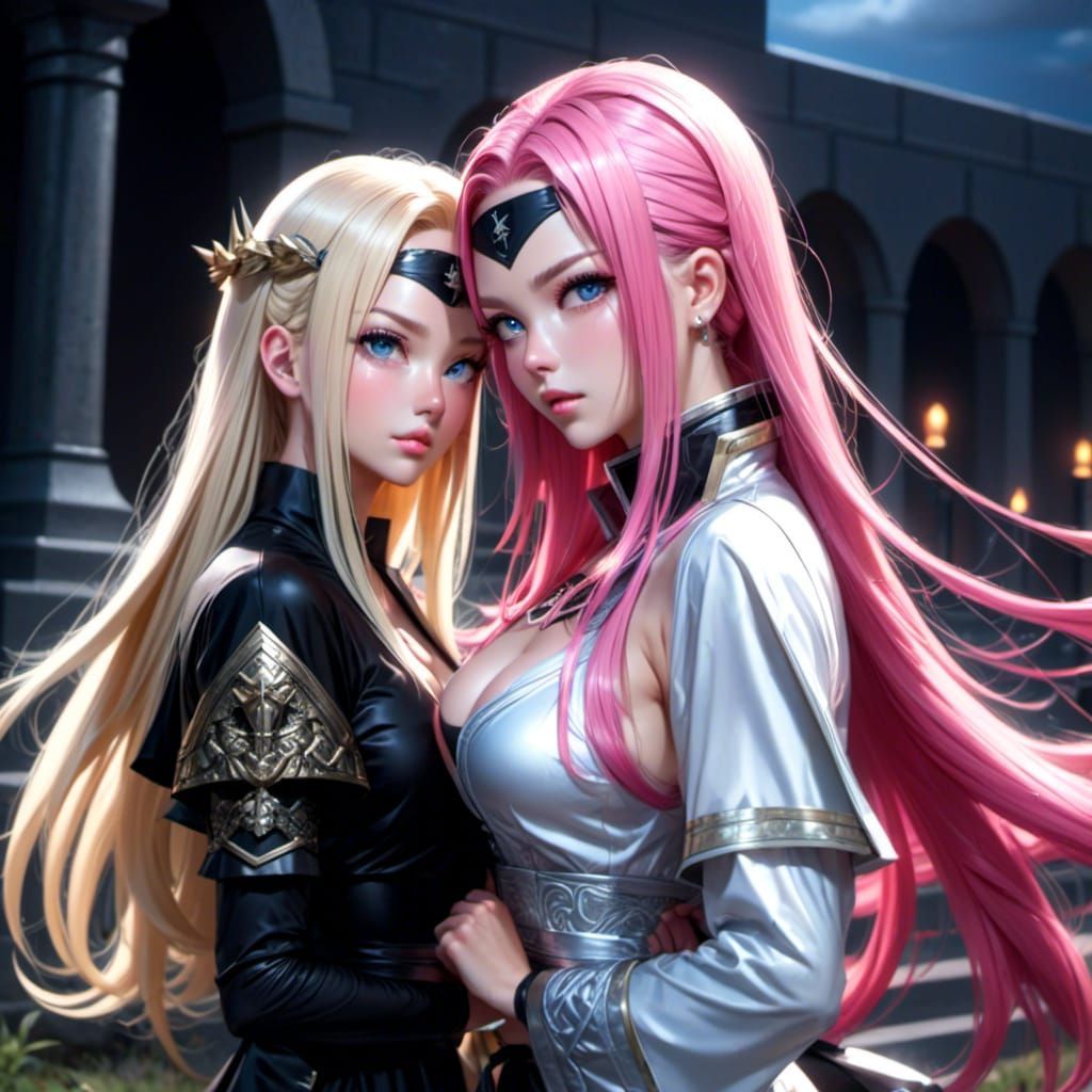 Necromancer Sisters Stroll Through Graveyard at Night