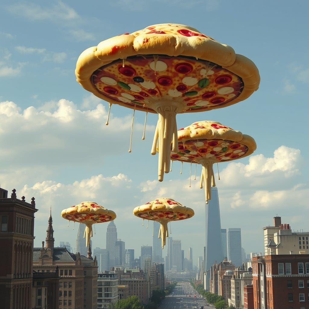 Pizza UFOs Invade City: A Delicious Invasion