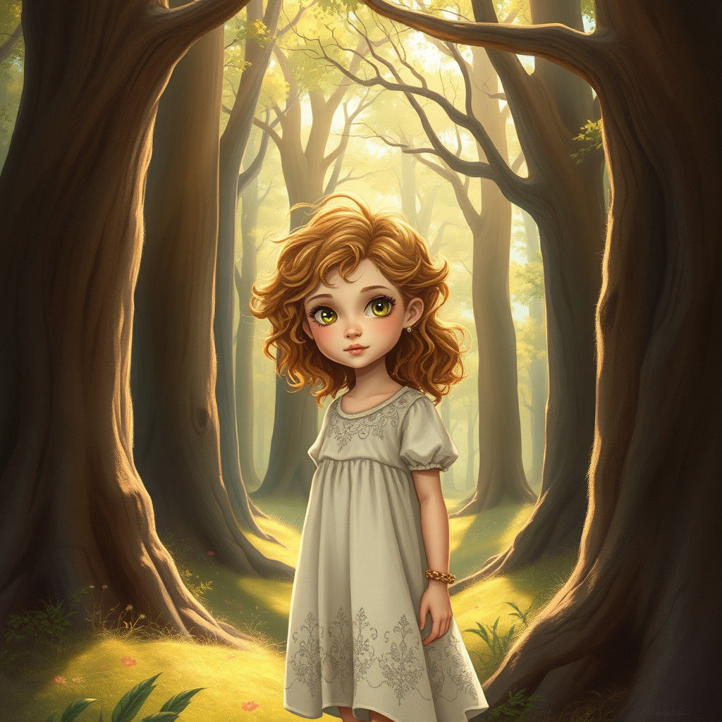Enchanted Forest Scene with Confident Girl